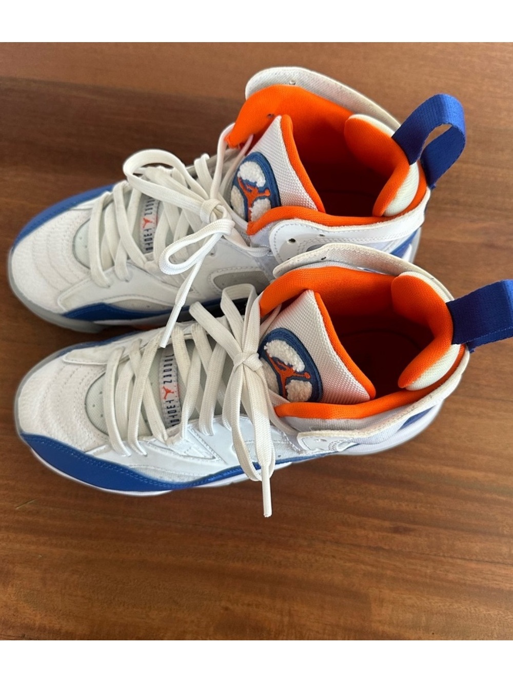 Jordan Kids' White, Blue & Orange High-Top Sneakers